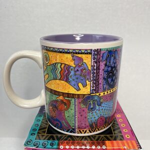 Laurel Burch Dog Tails Coffee Cup Mug Patchwork Dogs 2014 Artistic Collection